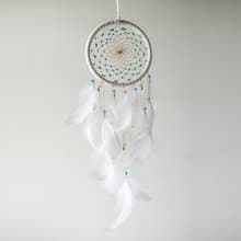 俏皮的白金 14cm 串珠 - 捕夢網成品 - 居家布置 情人節 交換禮物