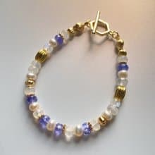 【巴黎系列之凡爾賽宮】 守護愛情手鍊 透體坦桑/藍月光/淡水珍珠