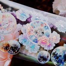 星辰花鐘 PET 紙膠帶 水晶/鐳射 臺灣自己印 10米卷