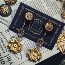 【朝花夕誓】復古德國水晶黃銅朝花垂墜耳環耳釘耳飾