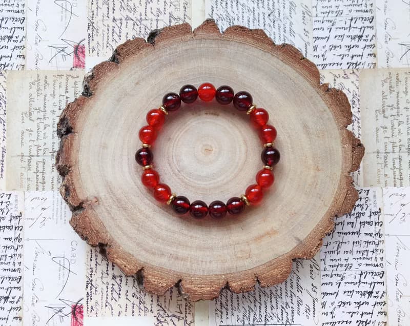 【夏日慶典】高品質石榴石 紅瑪瑙 黃銅 手鍊