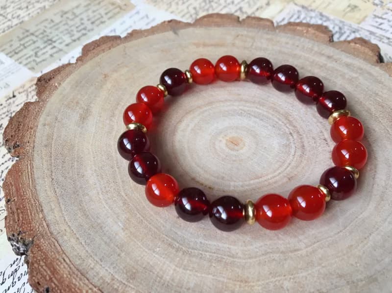 【夏日慶典】高品質石榴石 紅瑪瑙 黃銅 手鍊