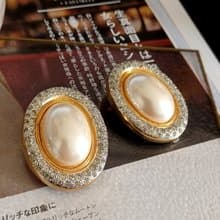 vintage jewelry  典雅萊茵蛋型仿珠 夾式耳環
