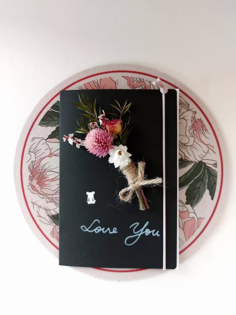 乾燥玫瑰花卡片 乾燥花束卡片 七夕情人節. 附盒裝