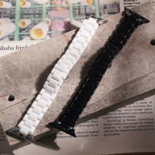 Apple watch - 質感雙珠陶瓷拼接 蘋果錶帶 錶帶