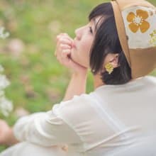 【金木犀】手工印花貝蕾帽/貝雷帽/畫家帽