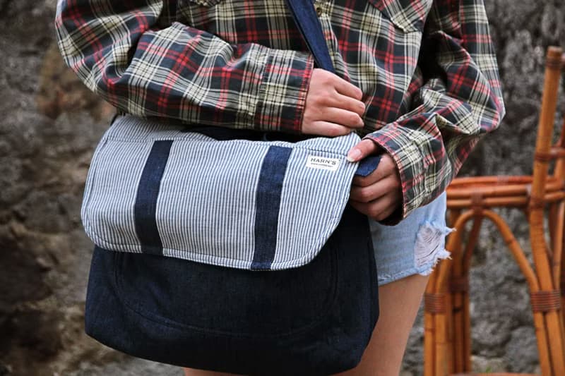 HARNS : 牛仔斜背包（深藍色）