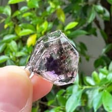 一圖一物//紫黑毒液超級七水晶吊墜連925銀頸鍊 髮絲雲母礦物明顯