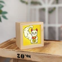 大力招財貓 (黃色) / 日系 / 木製手工燈箱