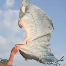 【海平面】手捻手織漸層植物染。披肩/保暖巾/薄被