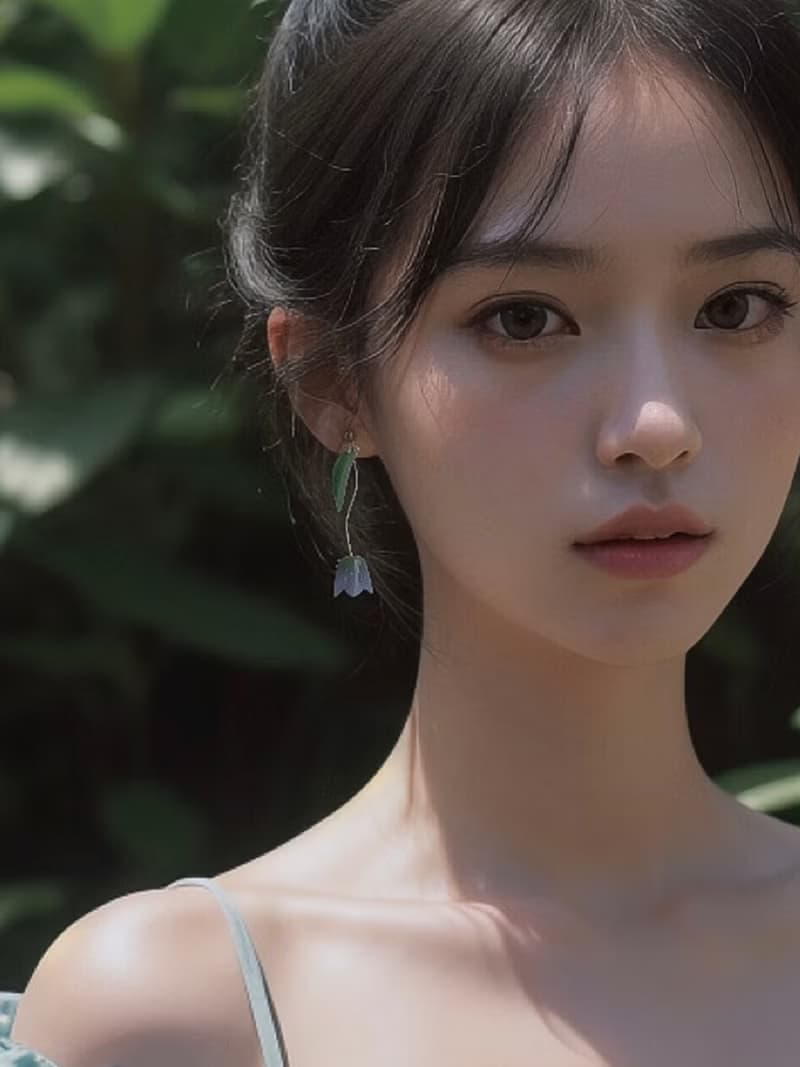 重工設計一清透淡雅鬱金香花花 樹脂垂墜耳環藍色x