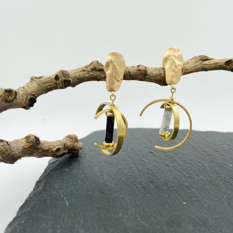 天然黑瑪瑙925純銀cc耳環 有型耳環 情人節禮物 天然石耳環