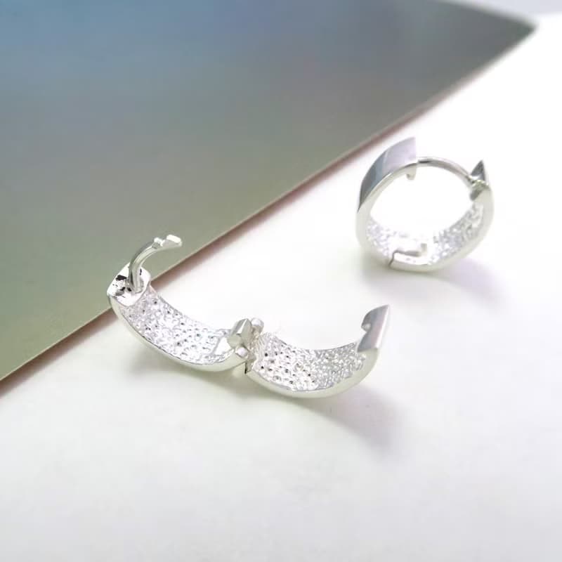 易扣/圈式耳環 方線O形(13.5mm) 易扣式 純銀耳環-ART64