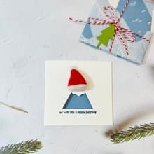 【 手作卡片】戴聖誕帽的富士山/羊毛氈磁鐵