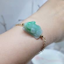 【親翠】天然翡翠 正果陽綠眼罩巧色貔貅牌手鏈 畢業禮物