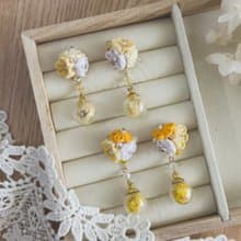 紫式- 黃色系繡球花耳環 -