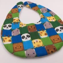 方塊排列動物圍兜 二重紗 口水巾  彌月禮