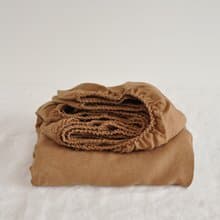 Clay linen fitted sheet / Softened linen bed sheet / Deep pocket