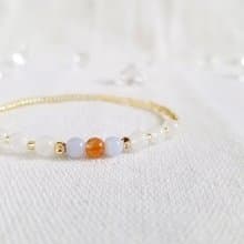 月亮石 太陽石 藍紋瑪瑙 水晶手鍊 | 招財 招貴人 人緣 平衡情緒