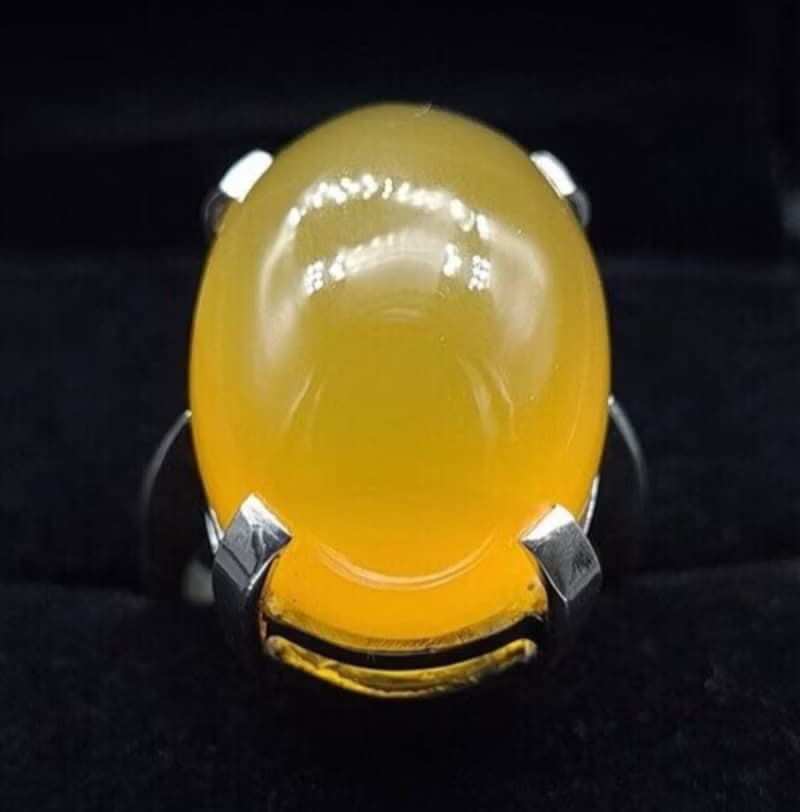Women akik rings Untreated Yellow Aqeeq ring Yemeni Aqeeq women Ring - Agate
