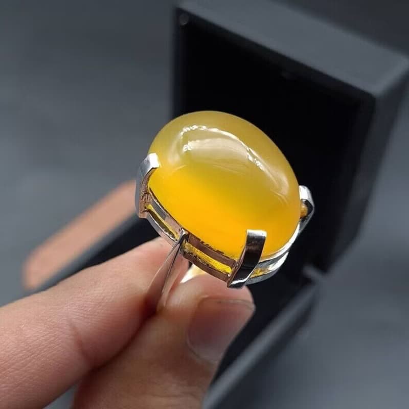 Women akik rings Untreated Yellow Aqeeq ring Yemeni Aqeeq women Ring - Agate