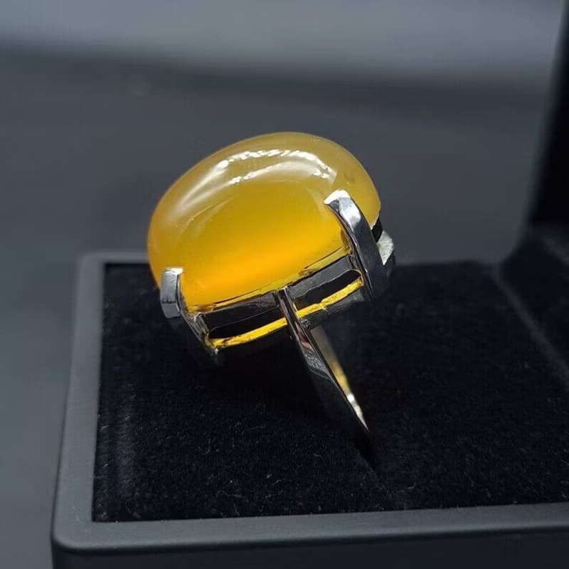 Women akik rings Untreated Yellow Aqeeq ring Yemeni Aqeeq women Ring - Agate
