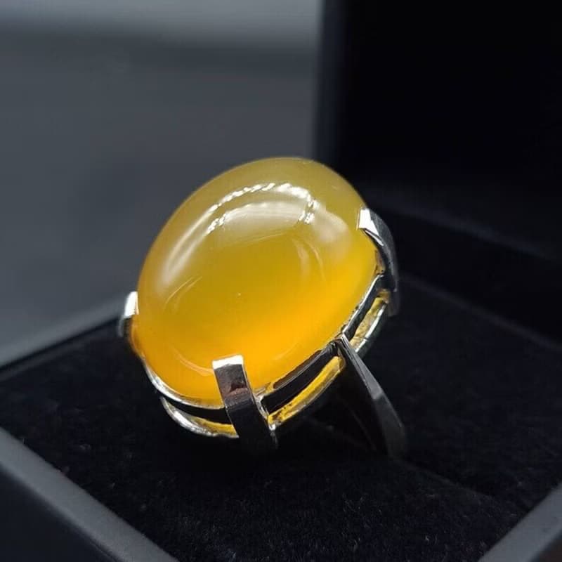Women akik rings Untreated Yellow Aqeeq ring Yemeni Aqeeq women Ring - Agate
