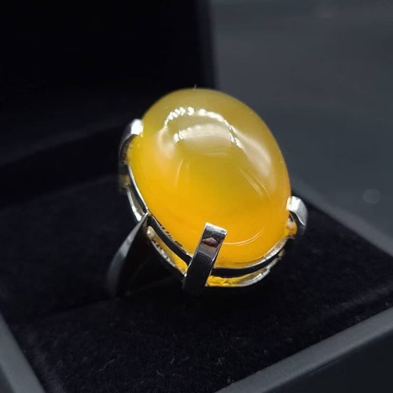 Women akik rings Untreated Yellow Aqeeq ring Yemeni Aqeeq women Ring - Agate