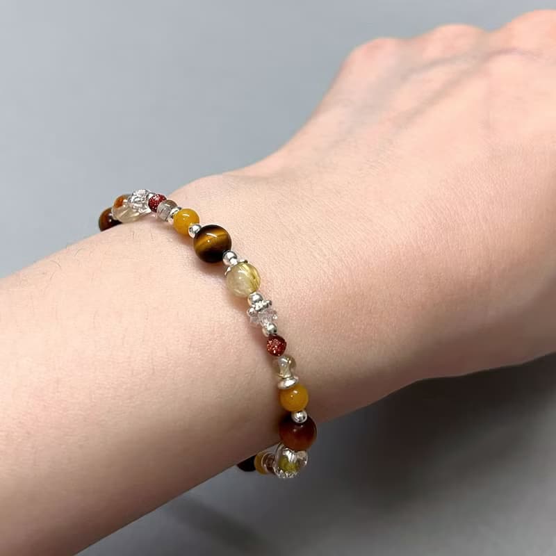 鈦晶黃虎眼黃玉925純銀手鍊