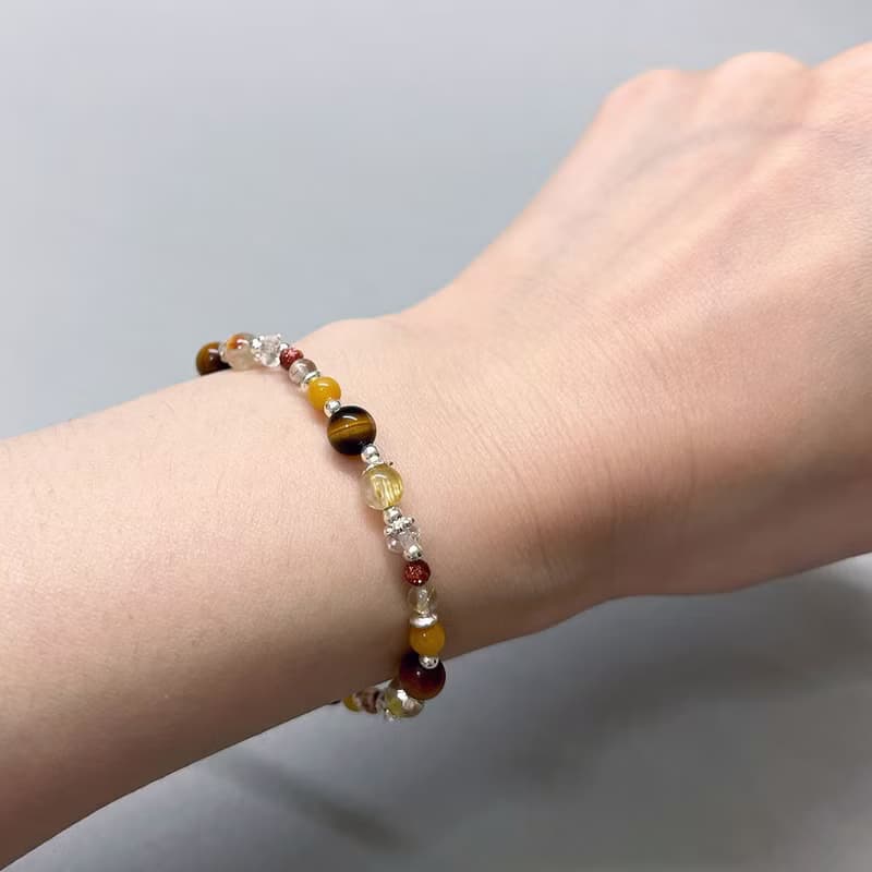 鈦晶黃虎眼黃玉925純銀手鍊