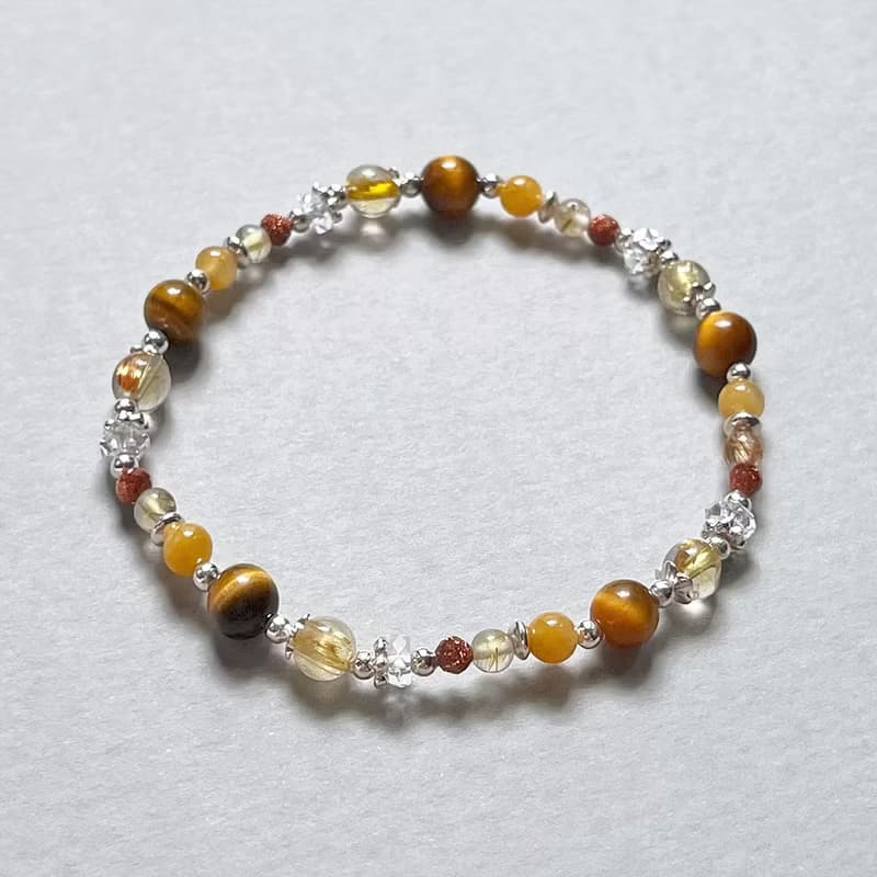 鈦晶黃虎眼黃玉925純銀手鍊