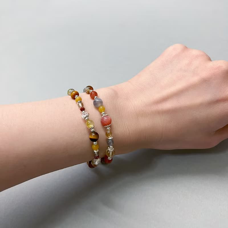 鈦晶黃虎眼黃玉925純銀手鍊