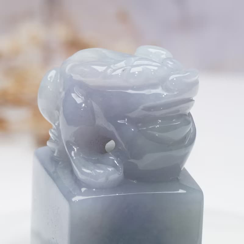 飄花翡翠三腳蟾蜍印章 | 天然緬甸玉A貨翡翠 | 送禮