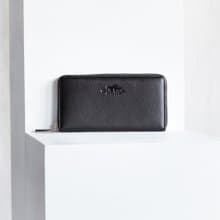 LUCKY - WOMEN SIMPLE LONG LEATHER WALLET - BLACK