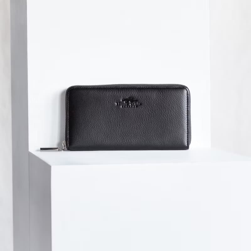 LUCKY - WOMEN SIMPLE LONG LEATHER WALLET - BLACK