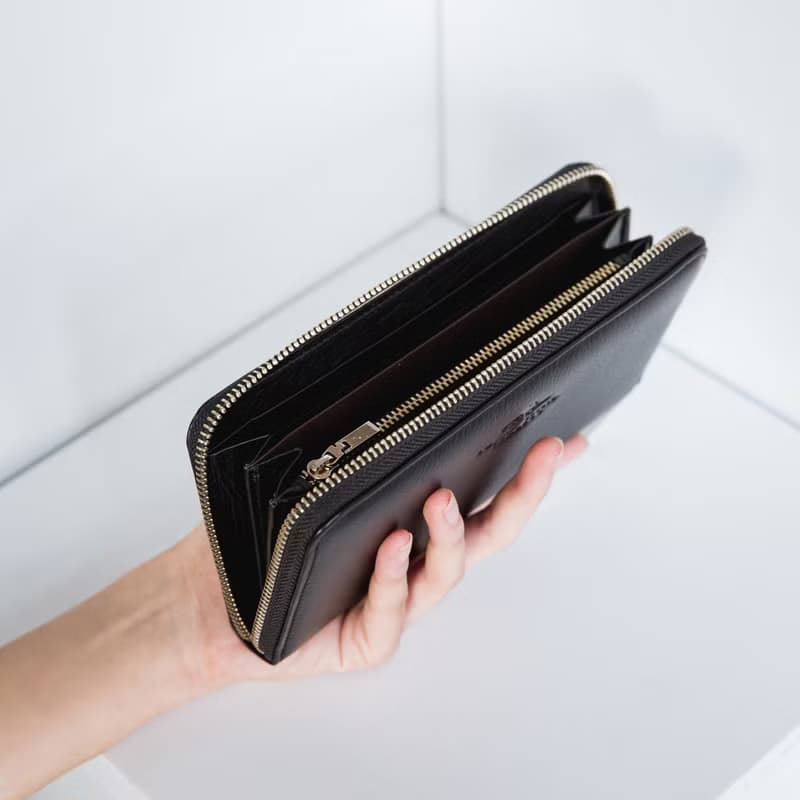 LUCKY - WOMEN SIMPLE LONG LEATHER WALLET - BLACK