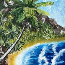 Tropical seashore. Gouache.