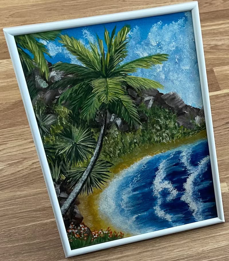 Tropical seashore. Gouache.