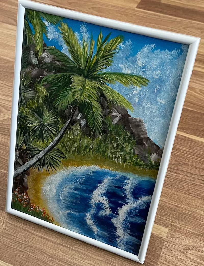 Tropical seashore. Gouache.