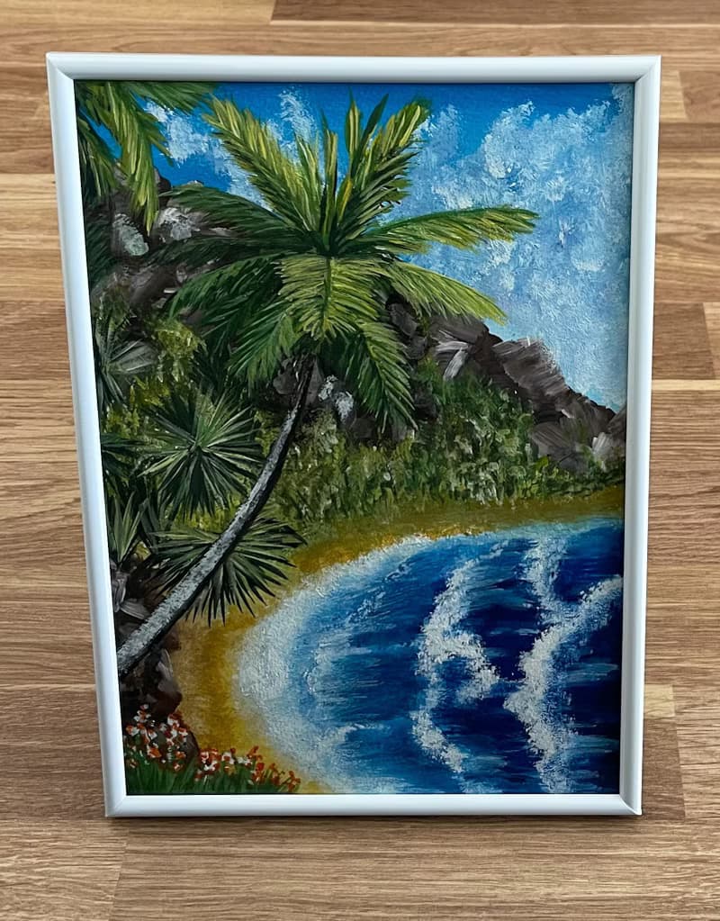 Tropical seashore. Gouache.