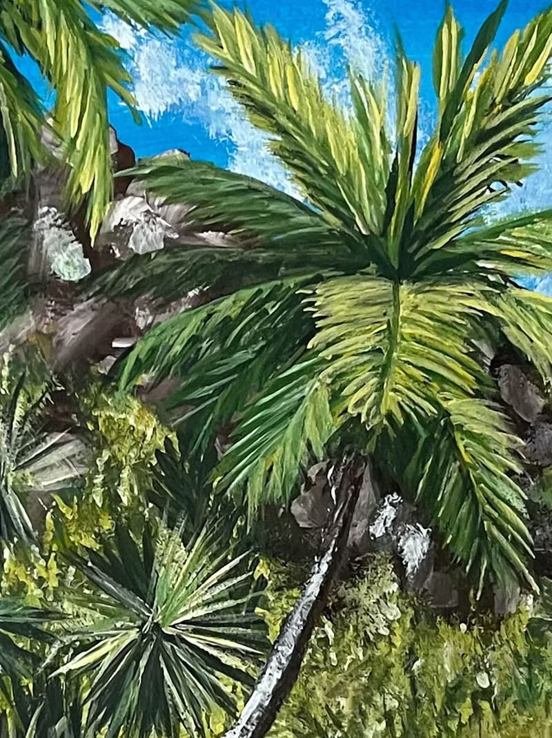 Tropical seashore. Gouache.