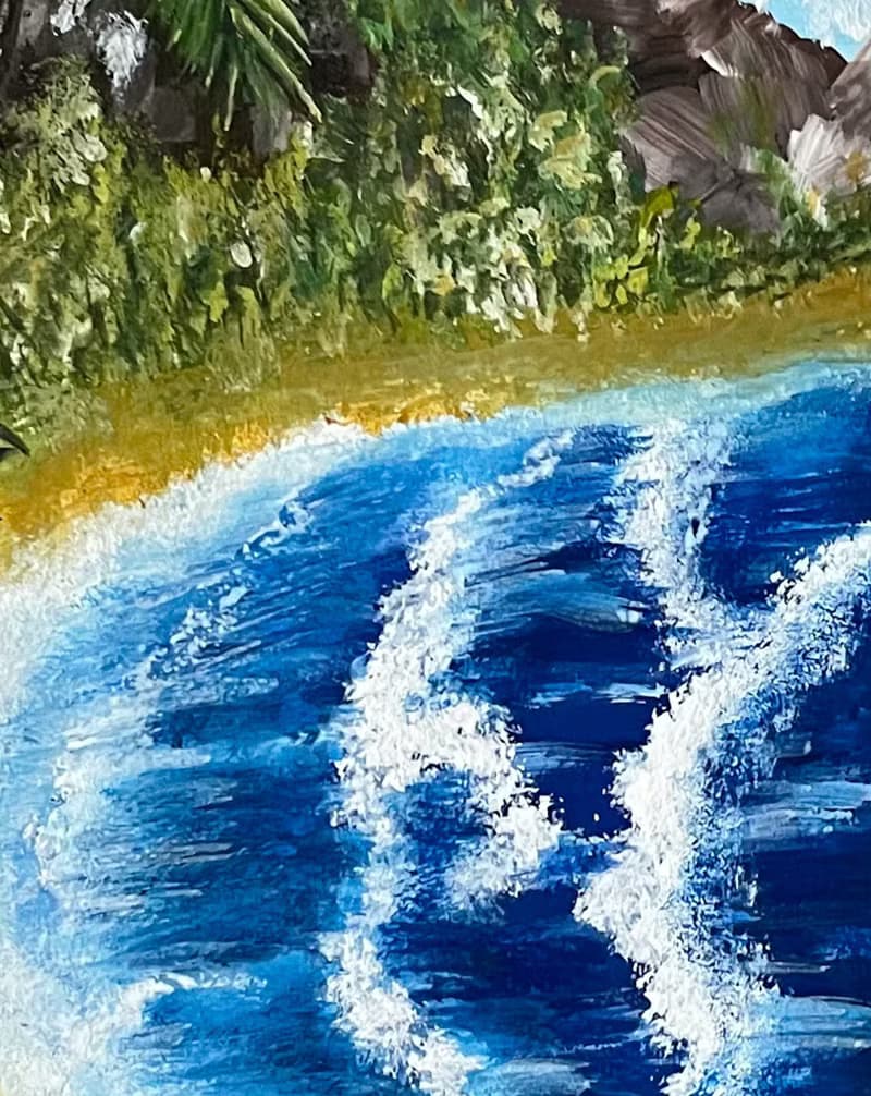 Tropical seashore. Gouache.