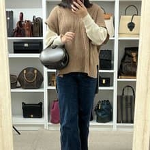 ロエベ ヴィンテージ ロゴ レザー ラウンド ハンドバッグ ブラウン - 01491
