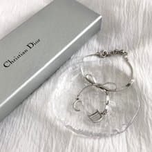 【 日本直送　名牌中古包 】Christian Dior クリスチャン ディオール ブレスレット シルバー リボン vintage ヴィンテージ kkme85
