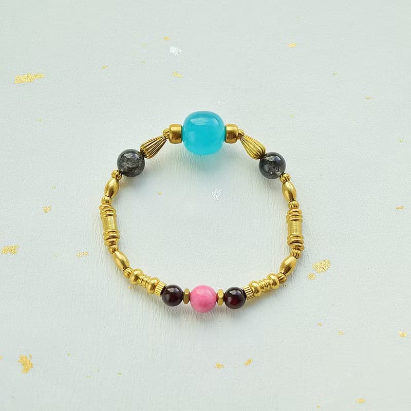 妳說最愛的是藍色 │ 天河石 黑髮晶 薔薇輝石 瑪瑙 手鍊