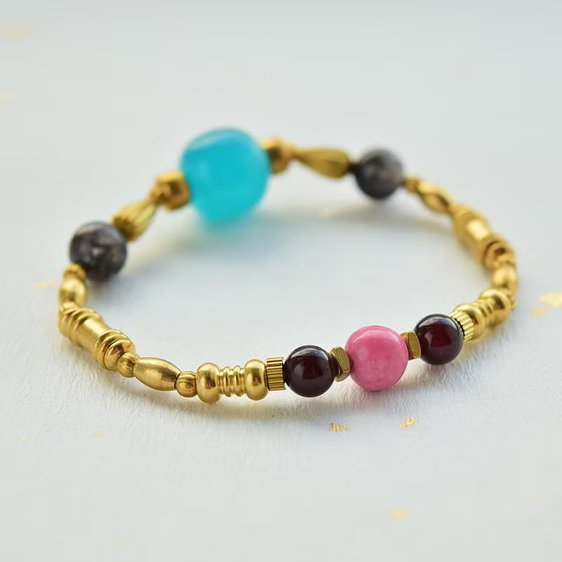 妳說最愛的是藍色 │ 天河石 黑髮晶 薔薇輝石 瑪瑙 手鍊