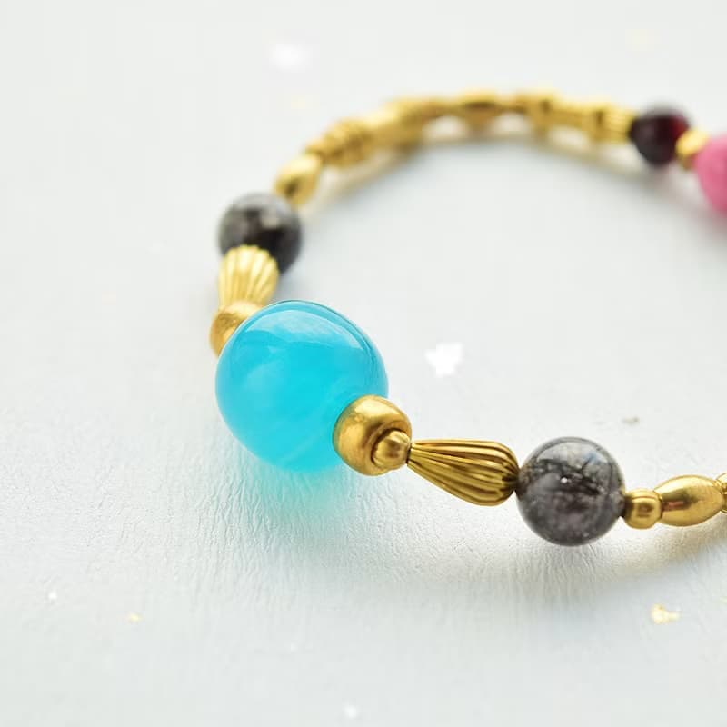 妳說最愛的是藍色 │ 天河石 黑髮晶 薔薇輝石 瑪瑙 手鍊