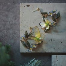 蝶舞 春天故事 水晶花樹脂花耳環 可改純銀耳針/14K包金耳夾