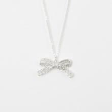 蕾絲。蝴蝶結。銀 項鍊 Lace。Sliver Bow Necklace