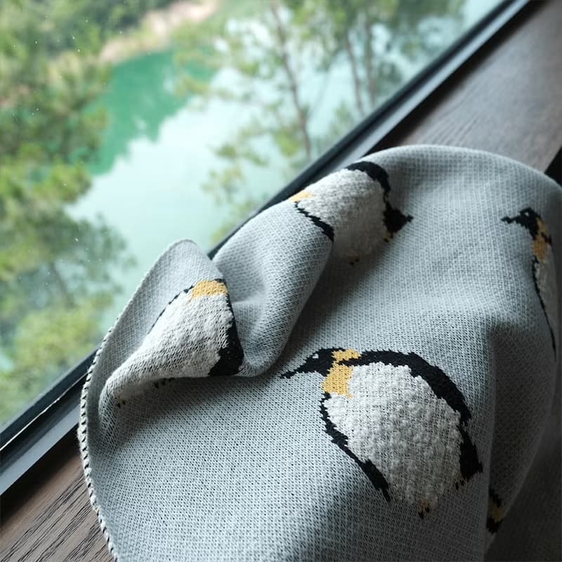 企鵝全棉蓋毯 沙發毯空調被 嬰幼兒童毯